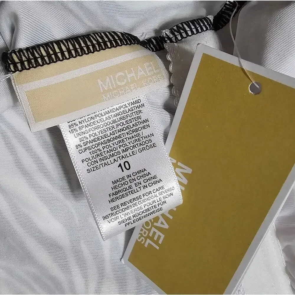 Michael Kors Womens Zebra Print High‎ Cut Scoop Back One Piece Swimsuit Size 10 - Picture 9 of 11